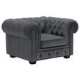 CHESTERFIELD-SESSEL - Wengefarben/Grau, LIFESTYLE, Holz/Textil (115/76,5/96cm) - Landscape