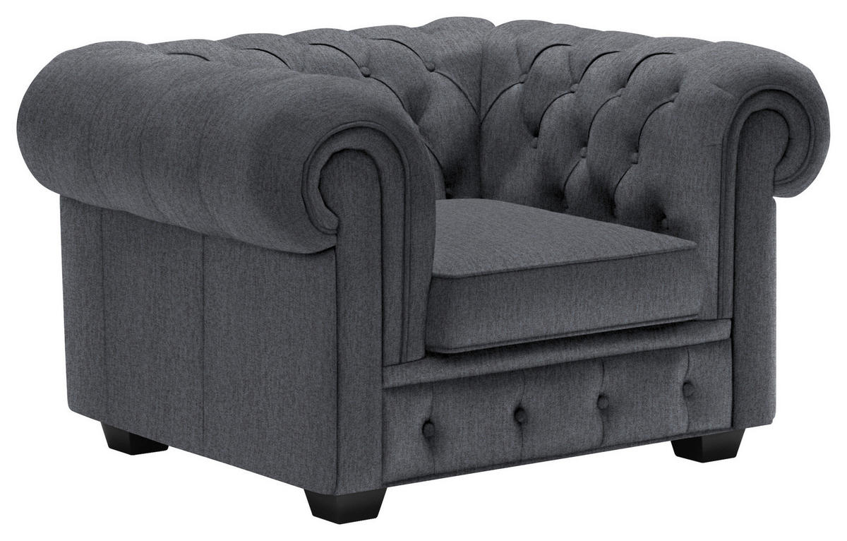 CHESTERFIELD-SESSEL - Wengefarben/Grau, LIFESTYLE, Holz/Textil (115/76,5/96cm) - Landscape