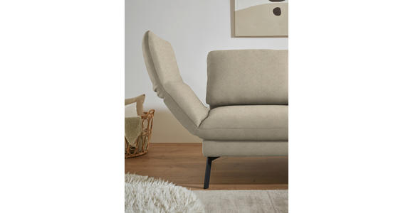 ECKSOFA  in Flachgewebe Beige Armteilverstellung, Relaxfunktion, Drehsitzfunktion  255-365/175-224 cm  - Beige/Schwarz, Design, Textil/Metall (255-365/175-224cm) - Dieter Knoll