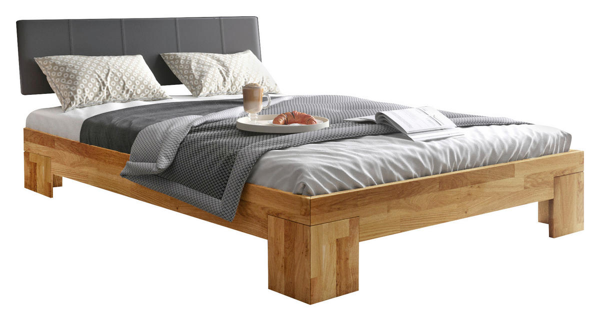 BETT 140/200 cm  in Wildeiche  - Wildeiche/Schwarz, Natur, Holz (140/200cm) - Boxxx