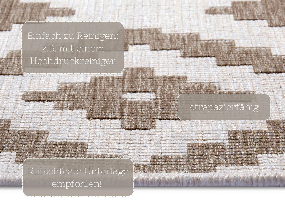OUTDOORTEPPICH 80/150 cm Twin Creme, Cappuccino  - Creme/Cappuccino, Basics, Kunststoff (80/150cm)