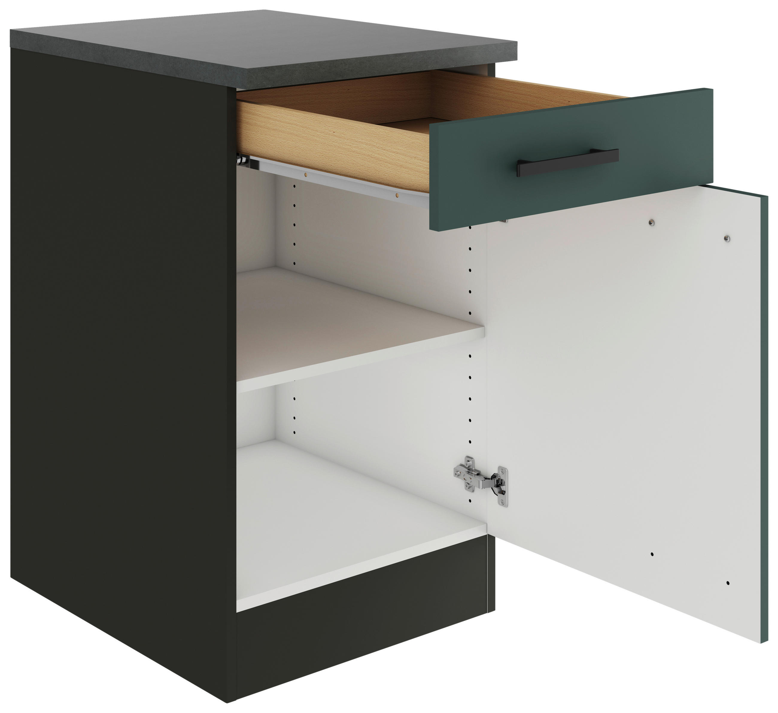 KÜCHENUNTERSCHRANK 50/84,8/60 cm  in Anthrazit, Dunkelgrün  - Dunkelgrün/Anthrazit, Basics, Holzwerkstoff/Metall (50/84,8/60cm) - Optifit