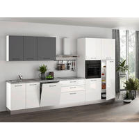 BLOK KUHINJA SA APARATIMA  bela, tamnosiva  - tamnosiva/magnolija, Moderno, metal/pločasti materijal (350/216/60cm) - Italstyle