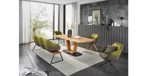 SITZBANK 210/87/67 cm in Grün, Beige, Limette - Beige/Limette, Design, Leder/Holz (210/87/67cm) - Ambiente
