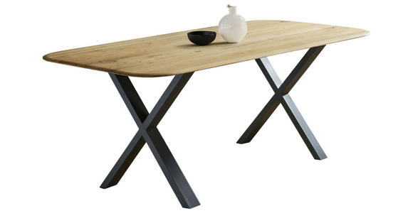 ESSTISCH Schwarz, Eichefarben rechteckig  in verschiedenen Größen erhältlich, Variantenauswahl  - Eichefarben/Schwarz, LIFESTYLE, Holz/Metall (200/100/75cm) - Linea Natura