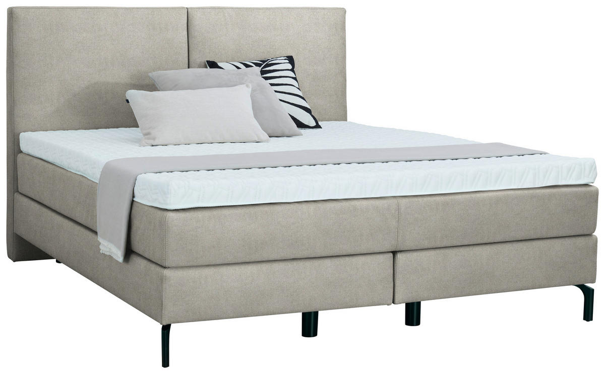 BOXSPRINGBETT 180/200 cm  in Beige  - Beige/Schwarz, KONVENTIONELL, Textil/Metall (180/200cm) - Dieter Knoll