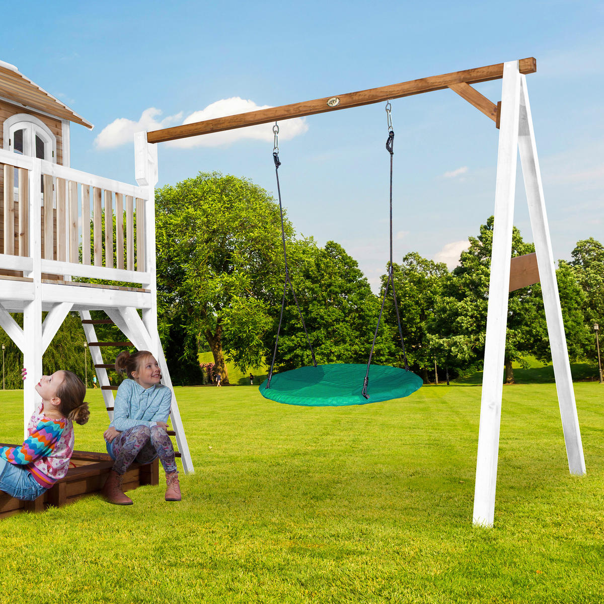 SPIELTURM 613/291/277 cm  - Braun/Weiß, KONVENTIONELL, Holz (613/291/277cm) - Ambia Garden
