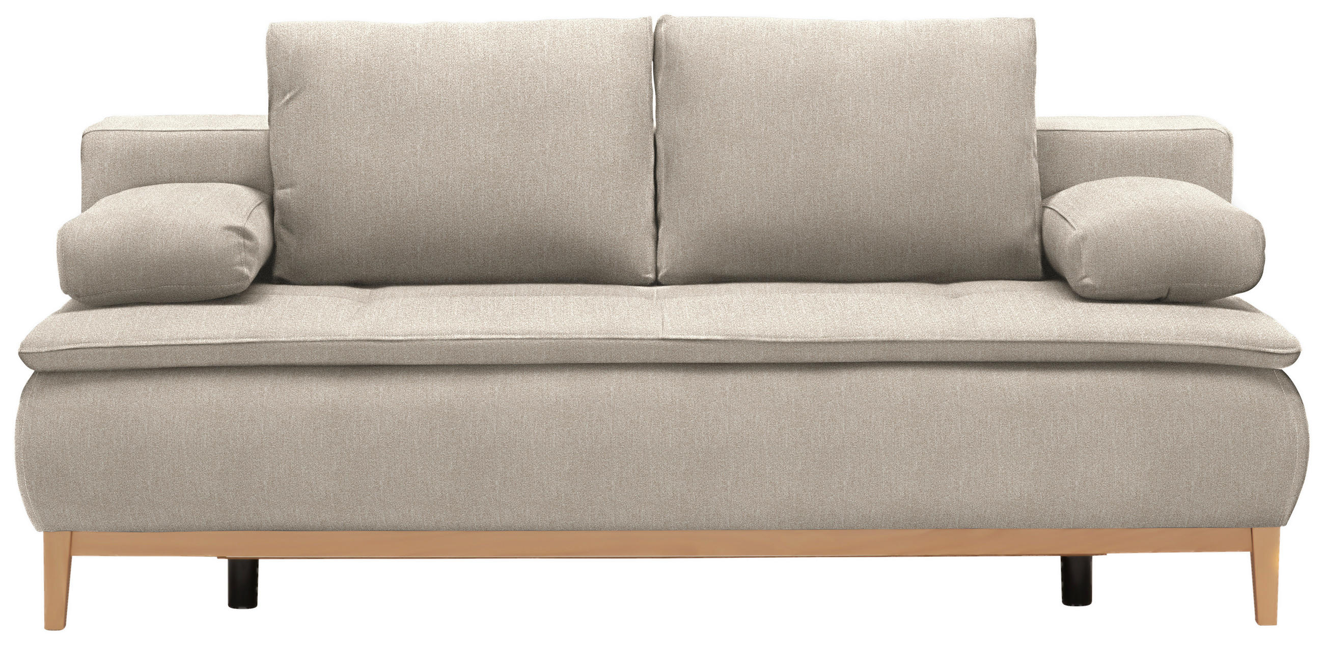 BOXSPRINGSOFA  mit Stoffauswahl, Schlafen auf Sitzhöhe Webstoff Beige  - Eichefarben/Beige, Design, Holz/Textil (202/93/100cm) - Carryhome