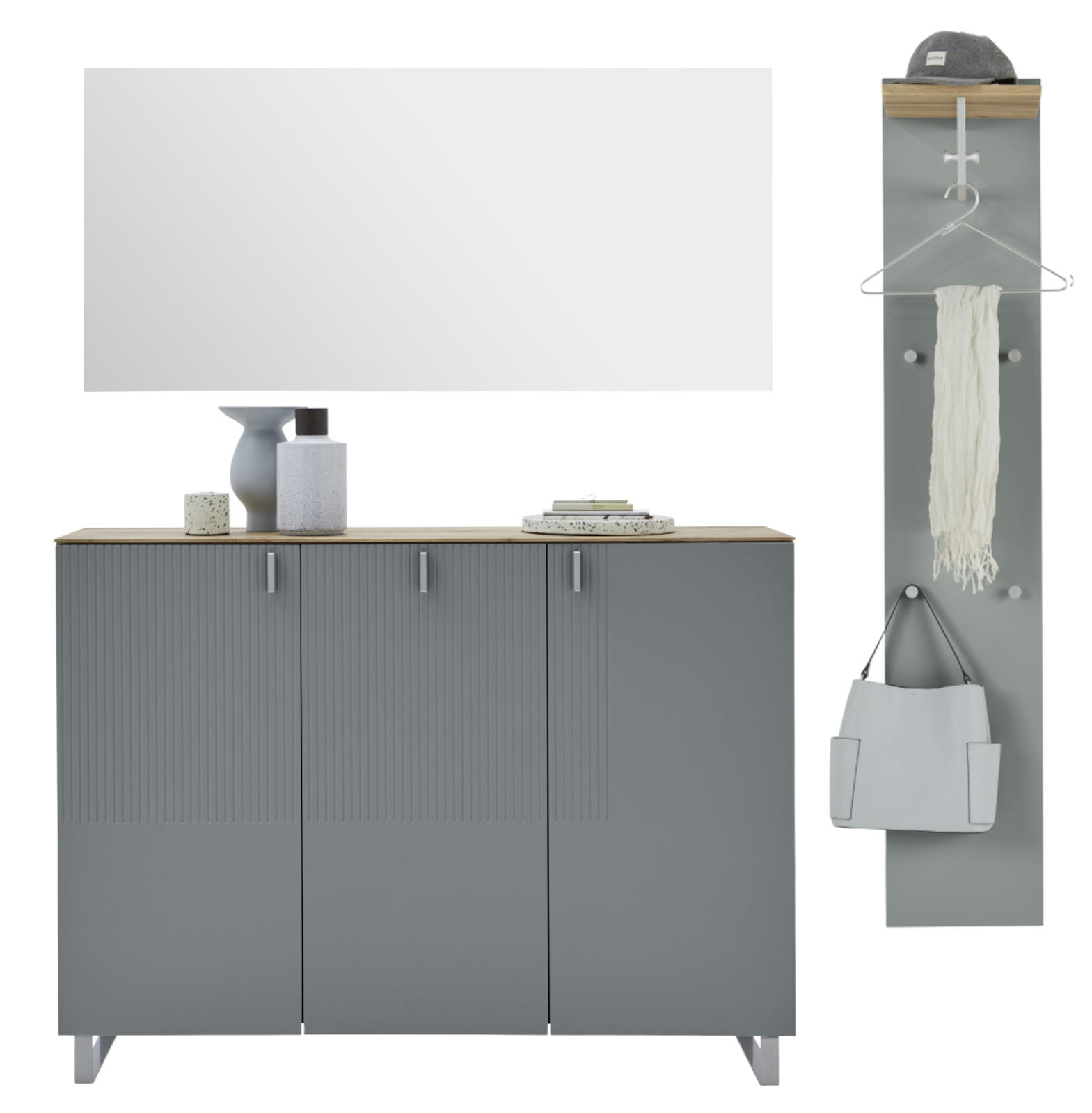 GARDEROBE 3-teilig in 190/192/36 cm - Eichefarben/Grau, Design, Holz/Holzwerkstoff (190/192/36cm) - Dieter Knoll