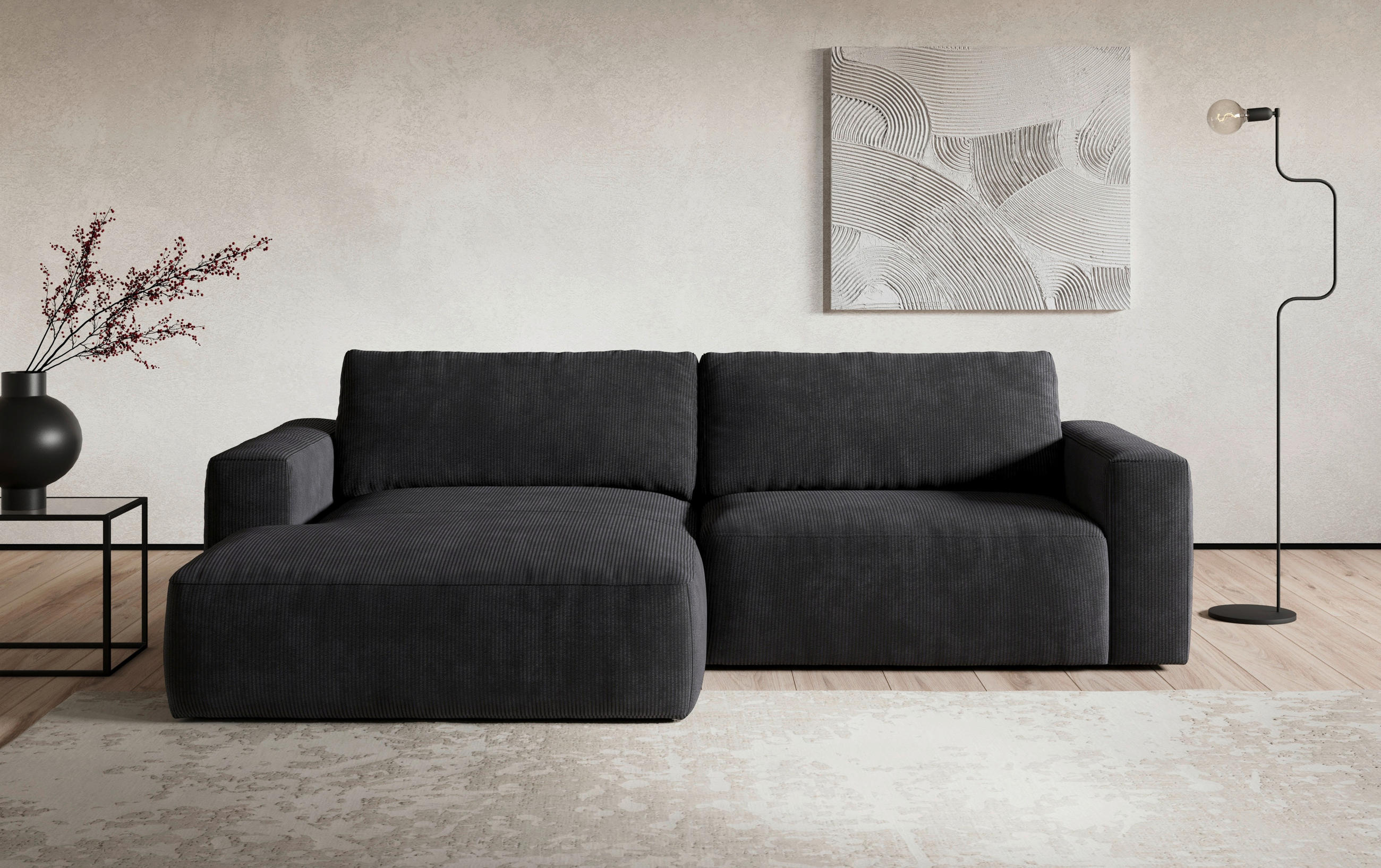 ECKSOFA in Mikrofaser Dunkelbraun  175/283 cm  - Dunkelbraun/Schwarz, MODERN, Kunststoff/Textil (175/283cm) - MID.YOU