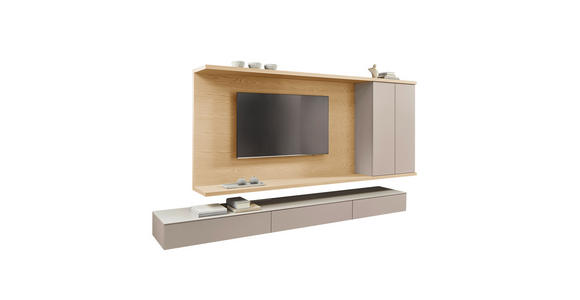 WOHNWAND  in Beige, Eiche Bianco   - Eiche Bianco/Beige, Design, Holz/Holzwerkstoff (349,2/182cm) - Belluti