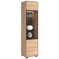 VITRINE  in massiv Eiche Eichefarben  - Eichefarben/Schwarz, Design, Holz/Holzwerkstoff (50/202/40cm) - Livetastic