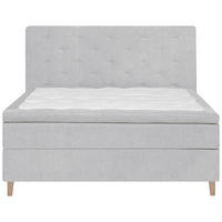 BOXSPRINGBETT 140/200 cm  in Hellgrau  - Eichefarben/Hellgrau, Konventionell, Holz/Textil (140/200cm) - Welnova