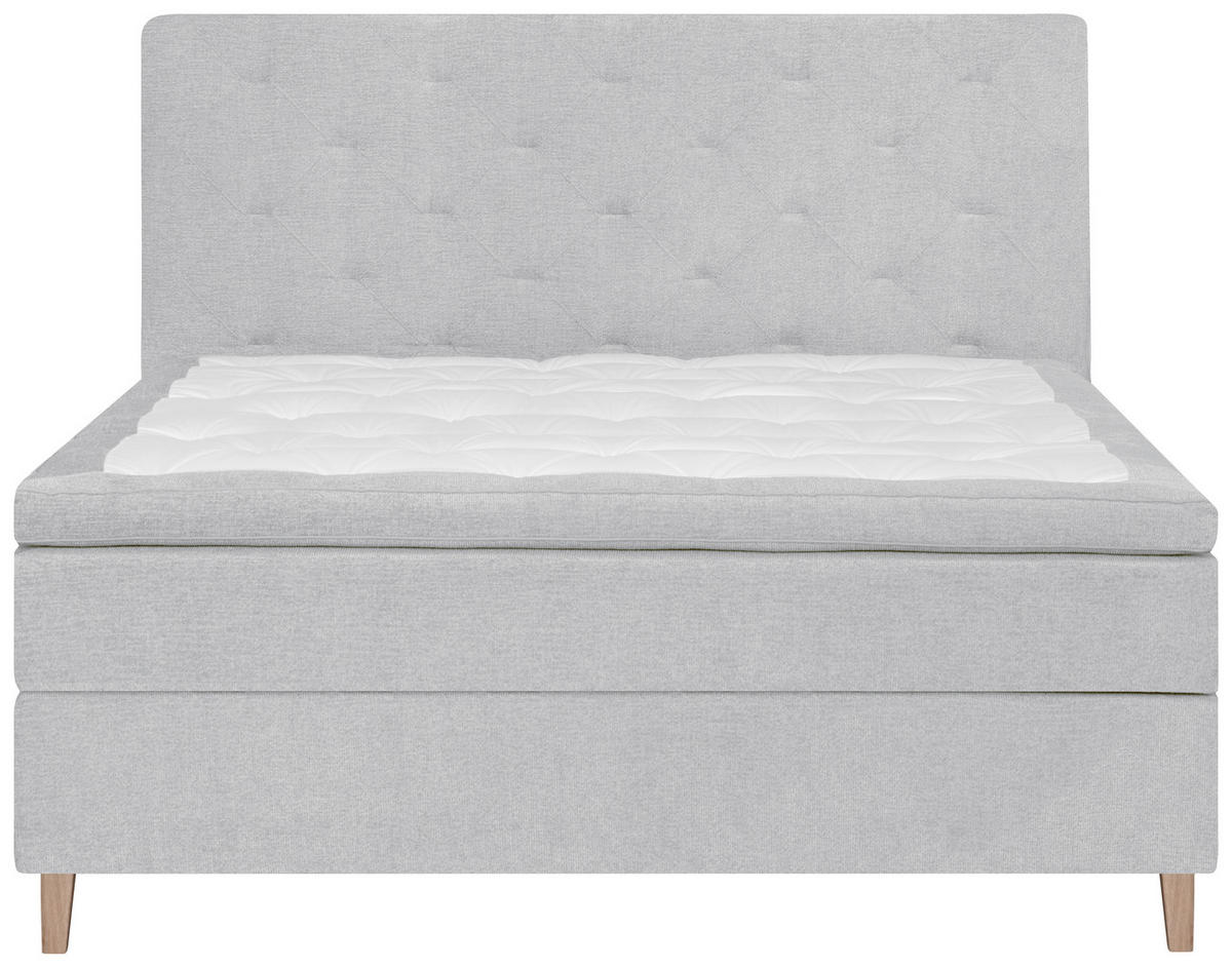 BOXSPRINGBETT 120/200 cm  in Hellgrau  - Eichefarben/Hellgrau, Konventionell, Holz/Textil (120/200cm) - Welnova