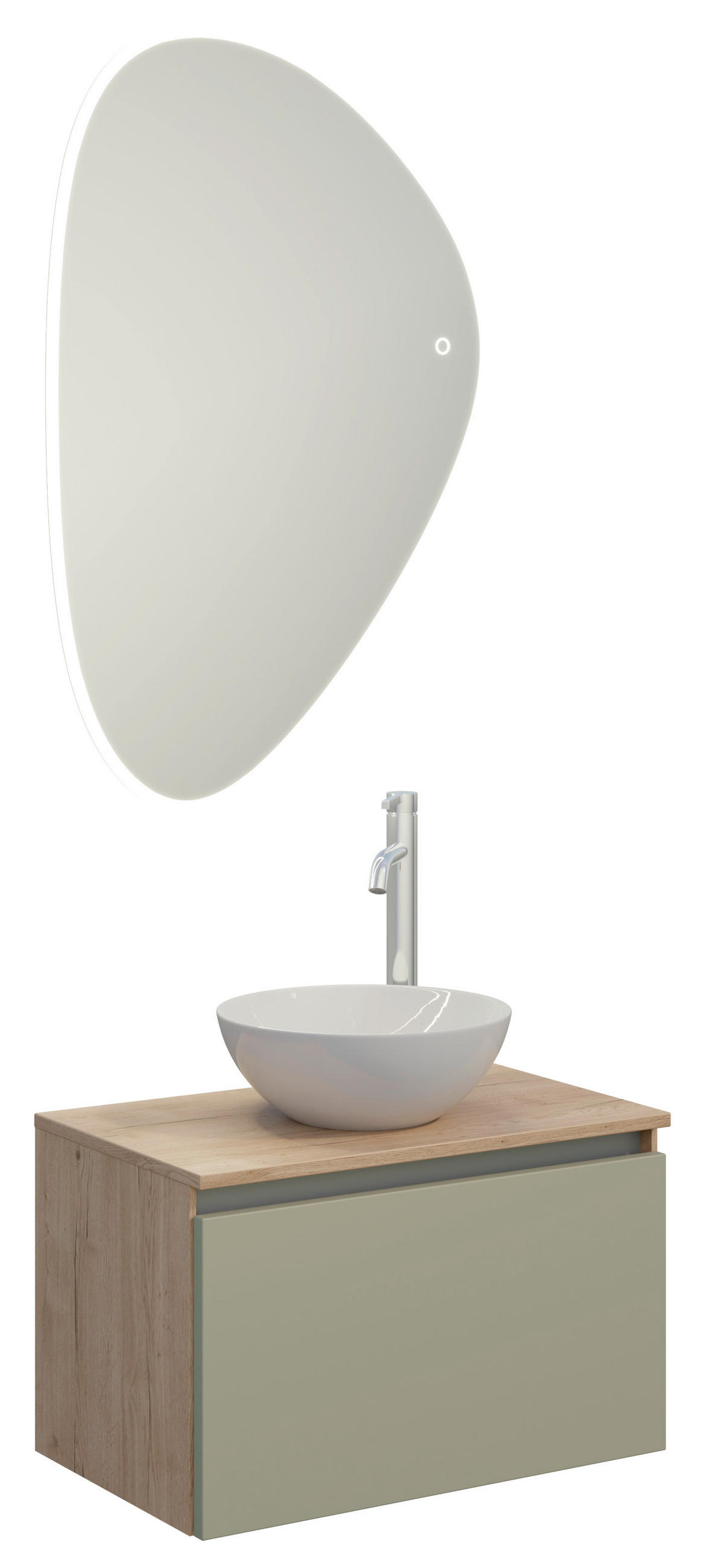 BADEZIMMER 3-teilig  in 60,3 cm  - Edelstahlfarben/Eichefarben, MODERN, Keramik/Holzwerkstoff (60,3cm) - Celina Home
