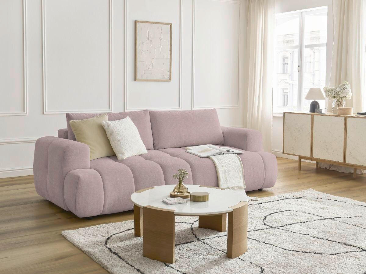 SCHLAFSOFA FUJI Leinenoptik Pink  inkl.  - Pink/Schwarz, MODERN, Kunststoff/Textil (251/113/88cm)