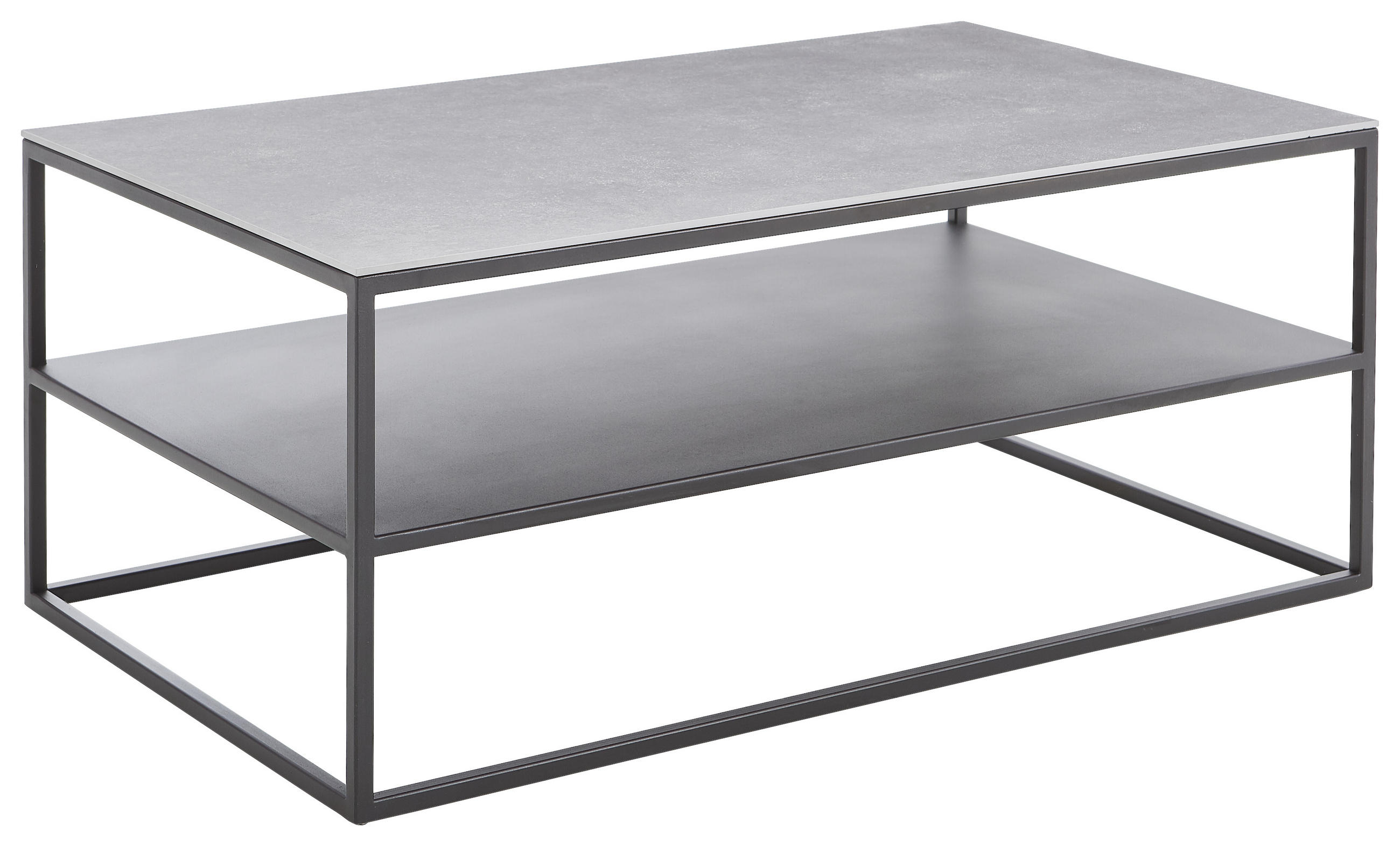 COUCHTISCH rechteckig Grau, Schwarz 100/60/41,5 cm  - Schwarz/Grau, Design, Keramik/Metall (100/60/41,5cm) - Johann Jakob
