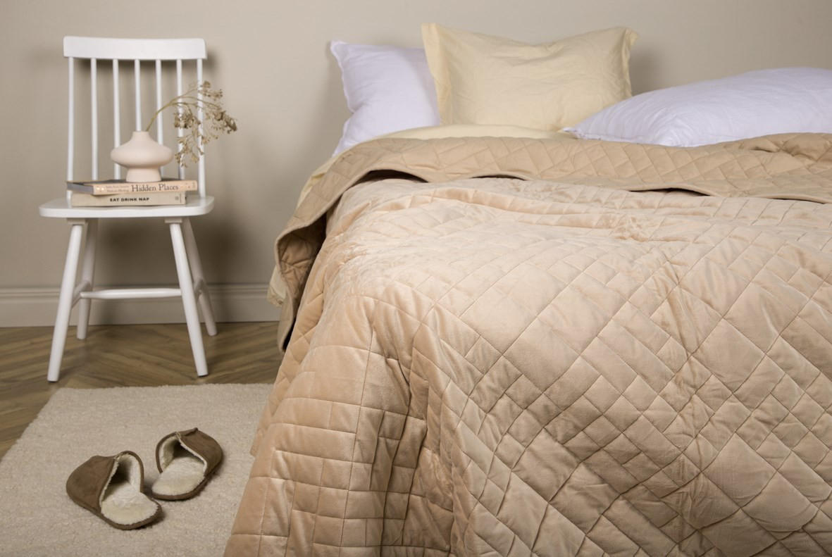 SÄNGÖVERKAST 260/260 cm  - beige, Design, textil (260/260cm)