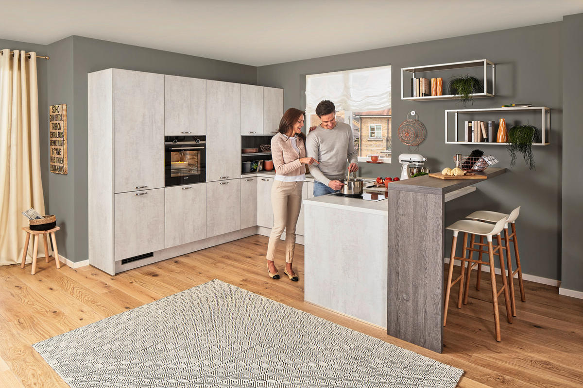 EINBAUKÜCHE COMET  - Grau, Design, Holzwerkstoff - Moderano