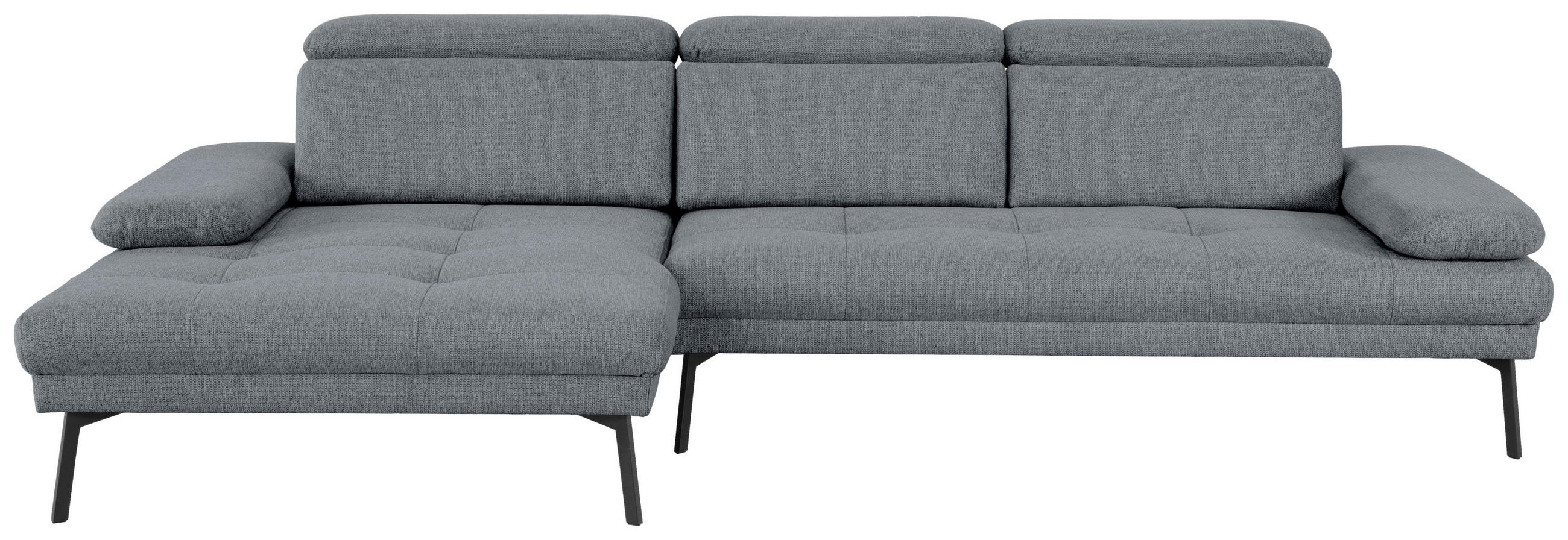 ECKSOFA Dunkelgrau Webstoff  - Dunkelgrau/Schwarz, Design, Textil/Metall (188/296cm) - Xora