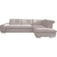 ECKSOFA Hellgrau Cord  - Chromfarben/Hellgrau, Design, Kunststoff/Textil (292/212cm) - SetOne by Musterring