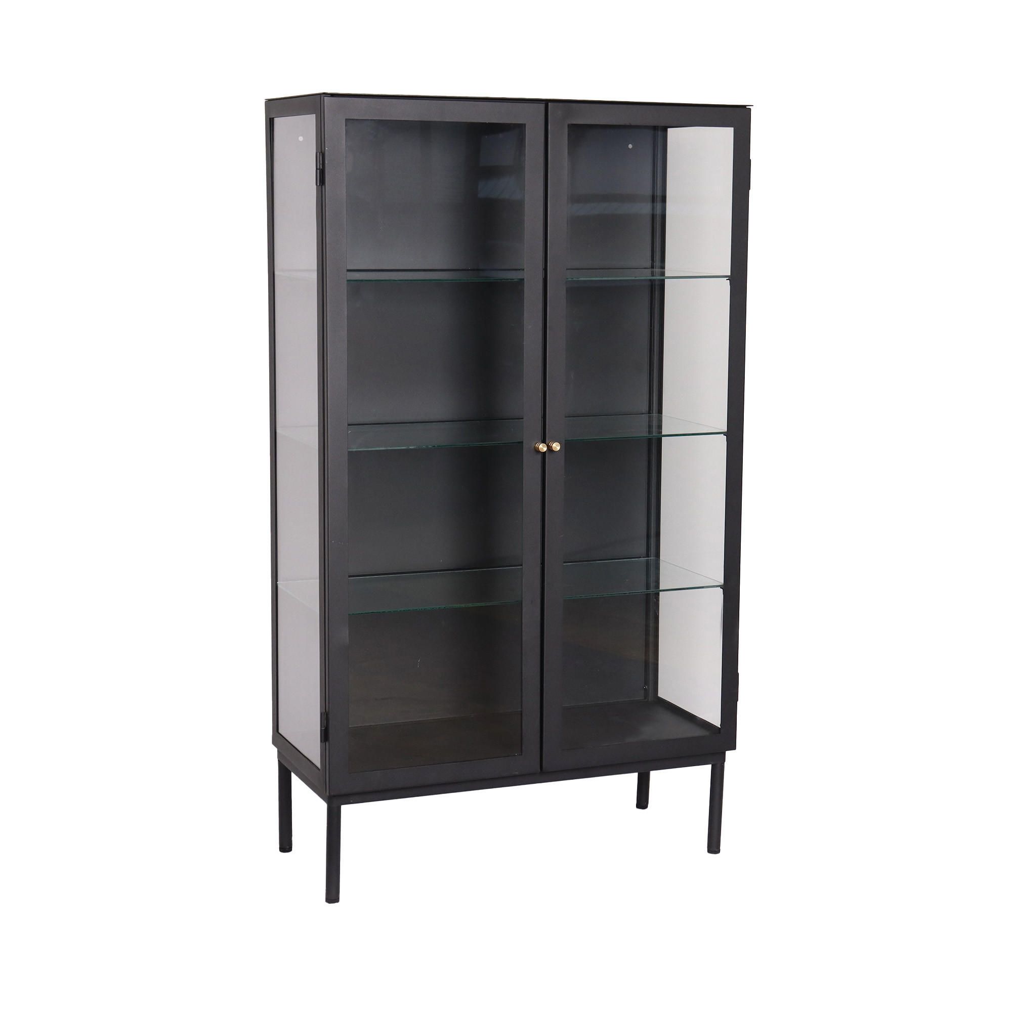 VITRINSKÅP  i svart, sandfärgad, transparent  - sandfärgad/svart, Klassisk, metall/glas (80/140/37cm) - Niels Andersson