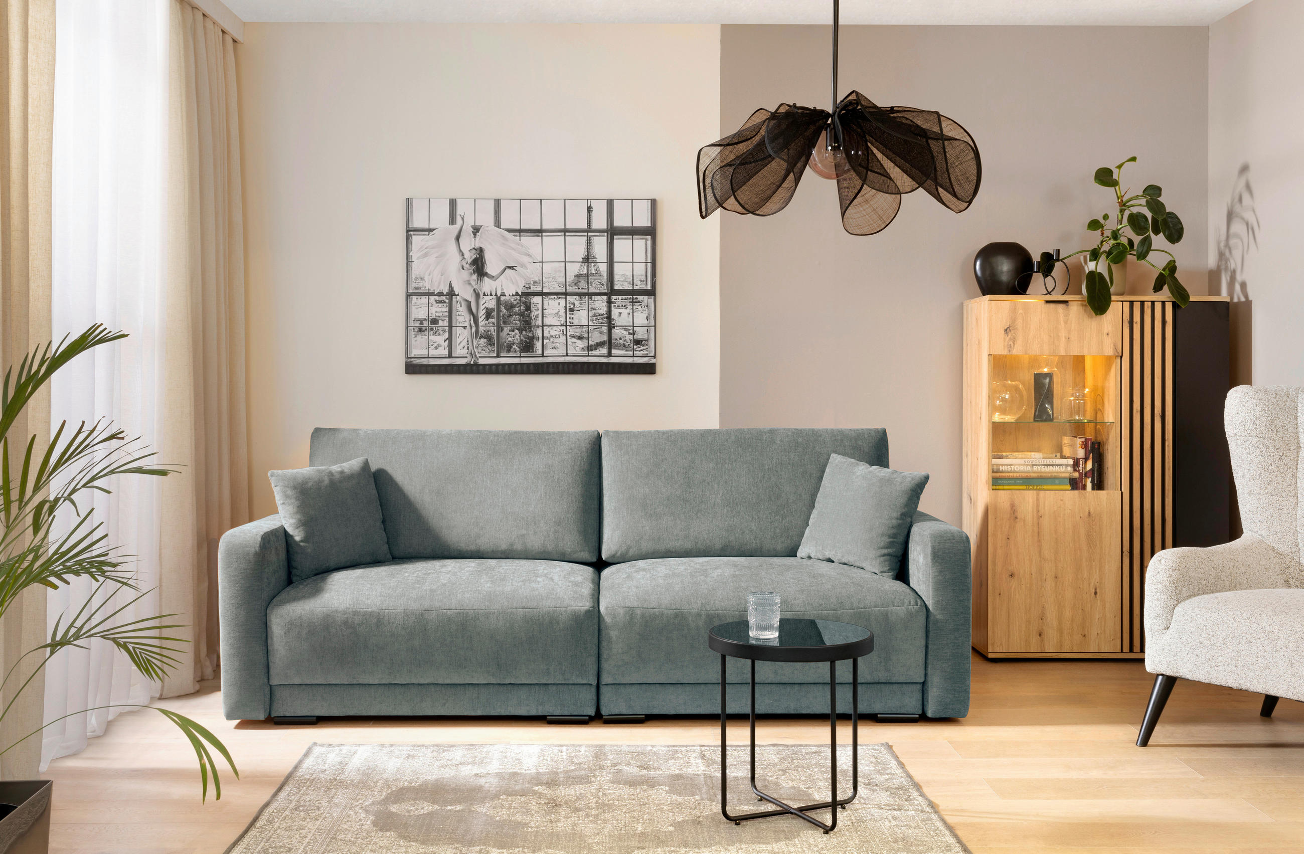 Thumbnail - Carryhome 2-Sitzer-Sofa, Grau, Textil, Füllung: Schaumstoff,Schaumstoff, Silikon, 233x90x110 cm, Liegefunktion, Rücken e...