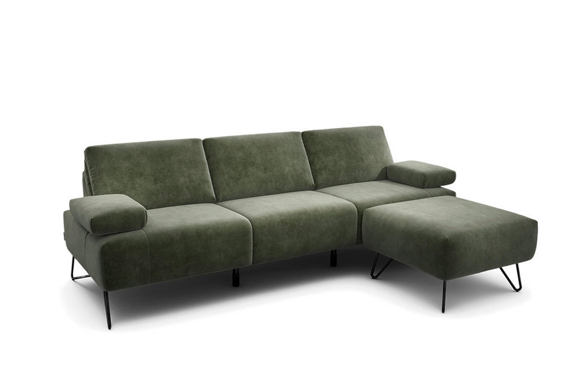 3-SITZER-SOFA Samt Waldgrün  - Waldgrün/Schwarz, Design, Textil/Metall (234-264/85/86-94cm) - SENSOO