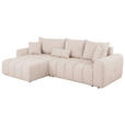 ECKSOFA in Velours Creme  168/298 cm  - Creme/Schwarz, KONVENTIONELL, Kunststoff/Textil (168/298cm) - Carryhome