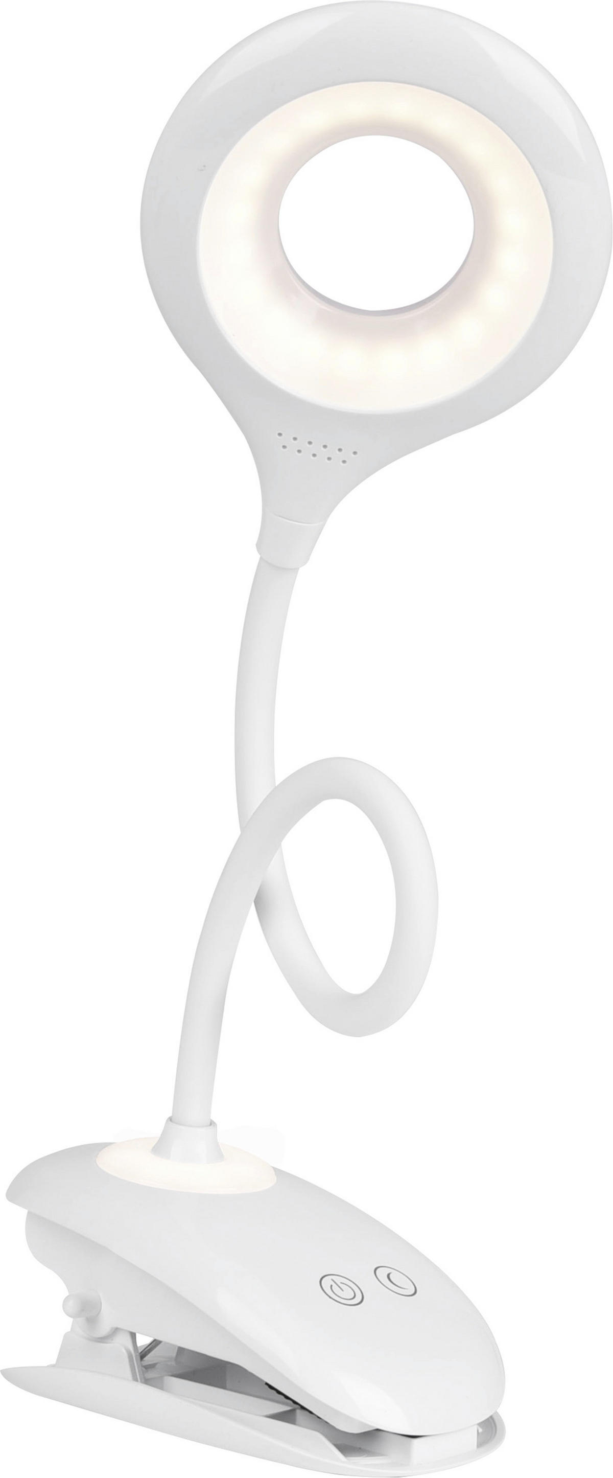 LED LAMPA SO ŠTIPCOM, dotykový stmievač, 11/42/12 cm - biela, Basics, plast (11/42/12cm) - Boxxx