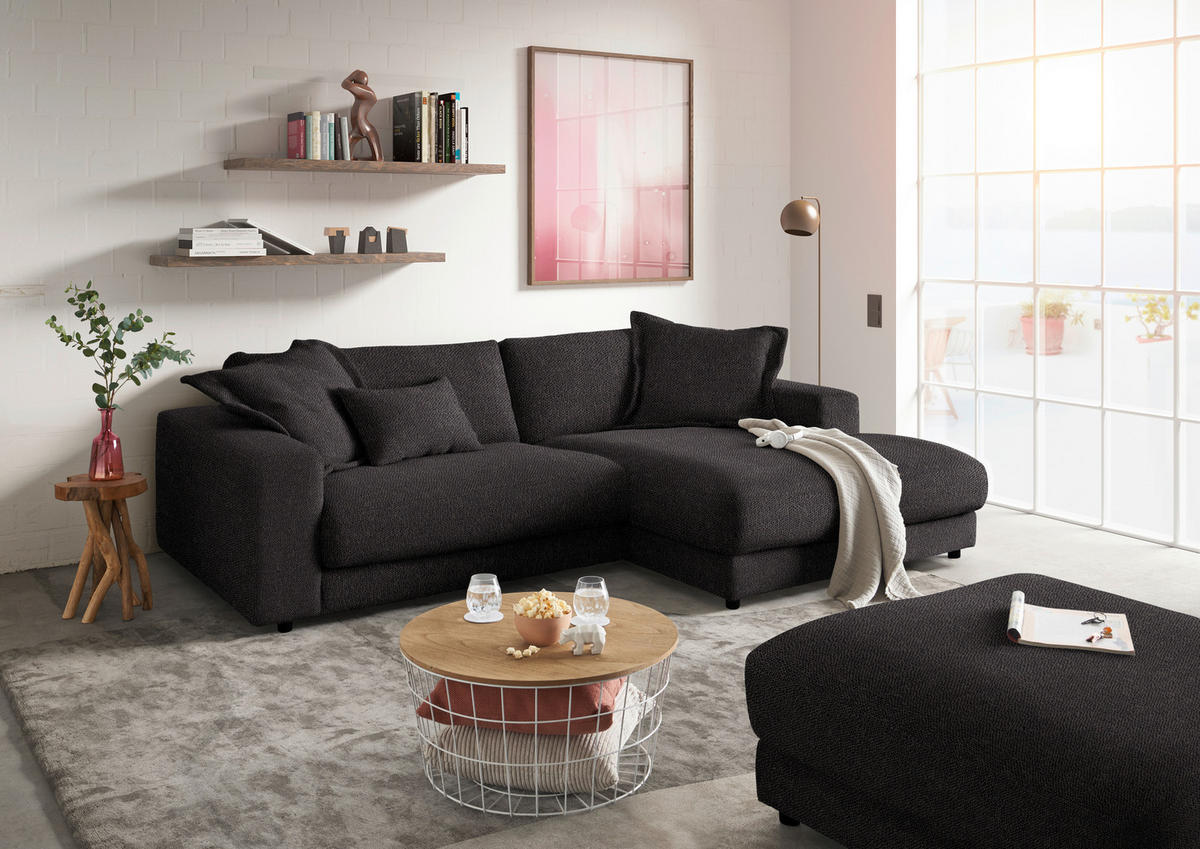 HOCKER in Textil Schwarz  - Schwarz, Design, Kunststoff/Textil (100/86/100cm) - Lomoco