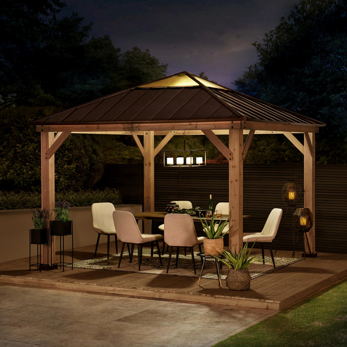 PAVILLON 336/287/336 cm   - Dunkelbraun/Lärchefarben, Basics, Holz/Kunststoff (336/287/336cm)