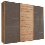 SCHWEBETÜRENSCHRANK 250/236/67 cm 3-türig Dunkelbraun, Eiche Bianco  - Eiche Bianco/Dunkelbraun, Natur, Glas/Holz (250/236/67cm) - Linea Natura