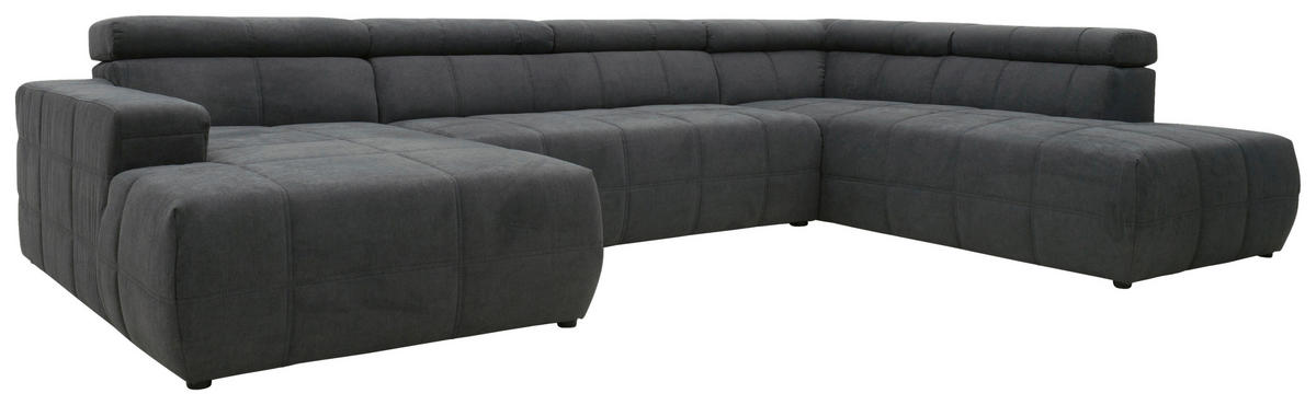 WOHNLANDSCHAFT in Mikrofaser Dunkelgrau  - Dunkelgrau/Schwarz, Design, Kunststoff/Textil (175/359/228cm) - MID.YOU
