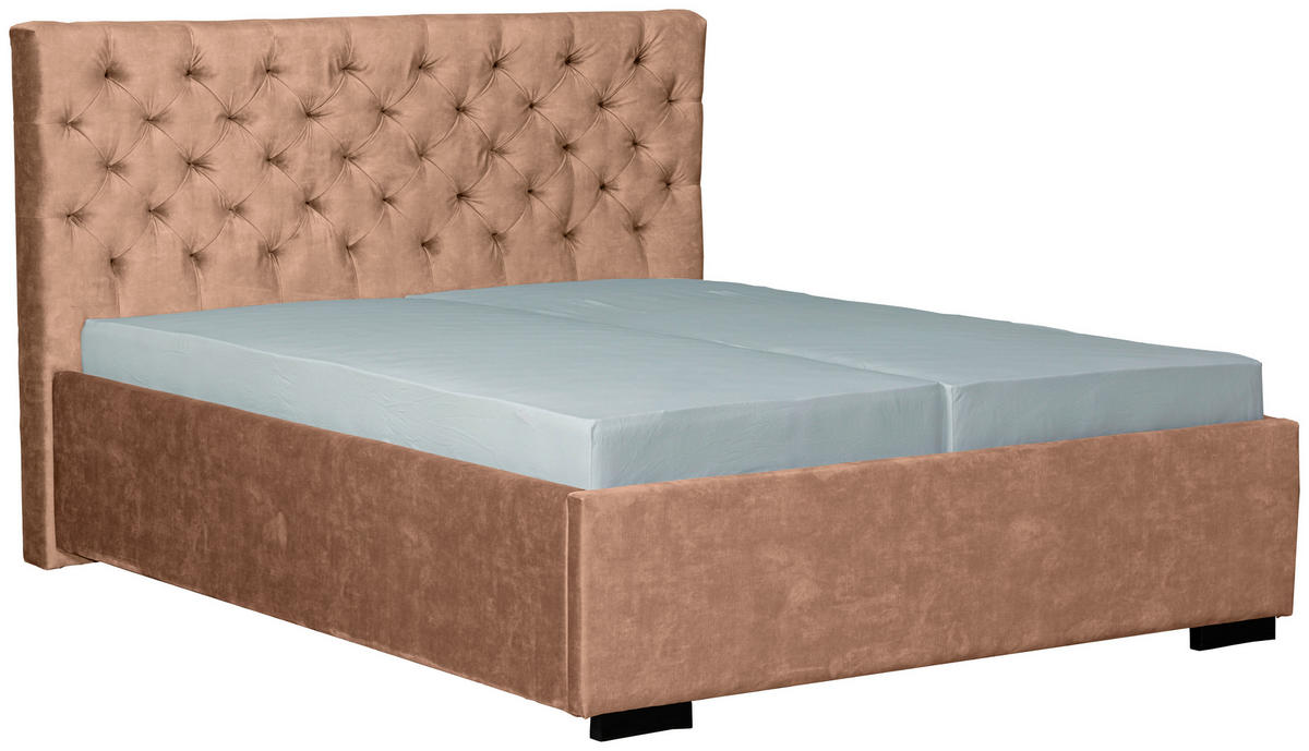 POLSTERBETT 180/200 cm  in Beige  - Beige/Schwarz, Design, Holz/Textil (180/200cm) - Boxxx