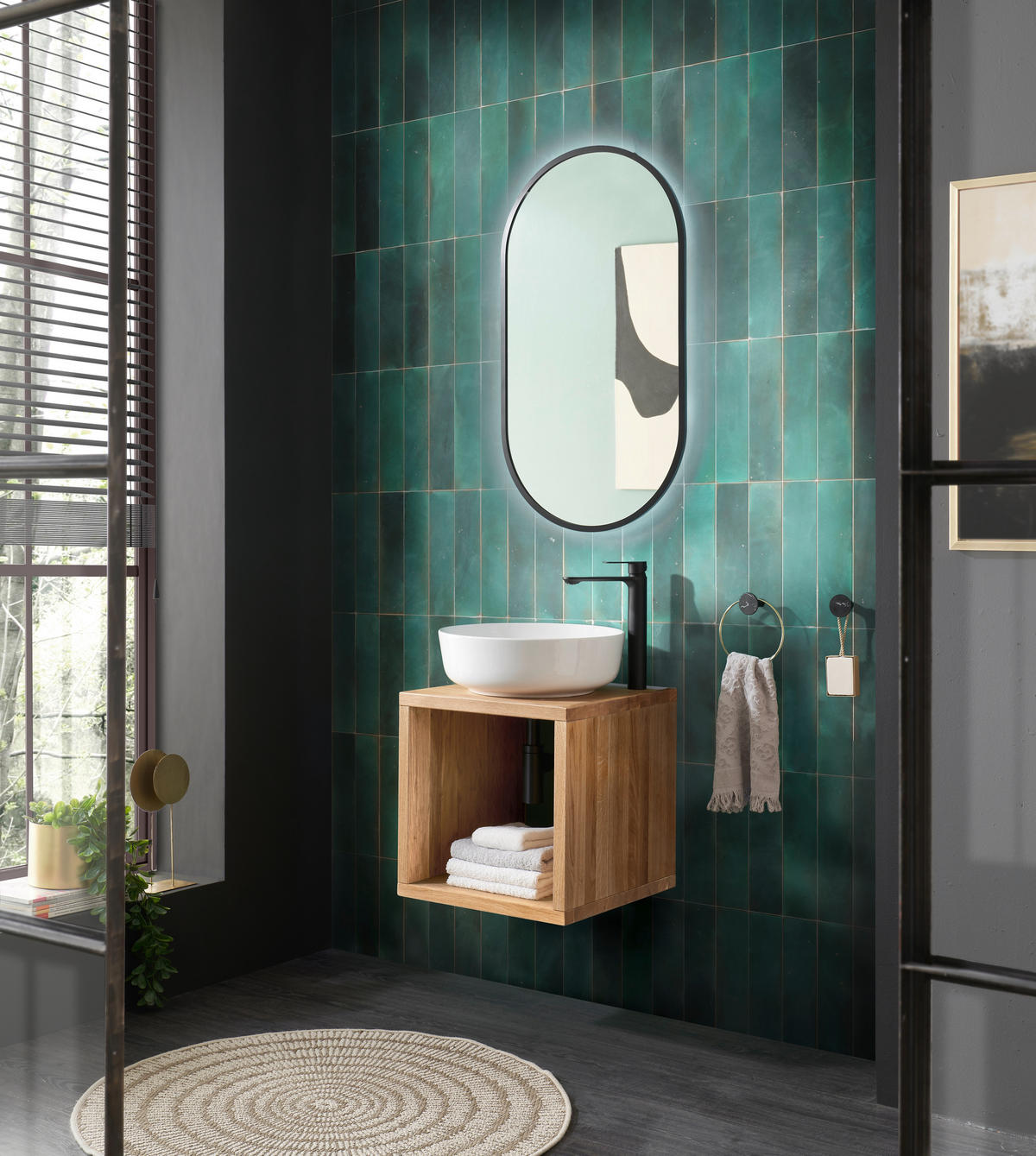 WASCHBECKENUNTERSCHRANK 45/45/47 cm  - Eichefarben, Natur, Holz (45/45/47cm) - Linea Natura