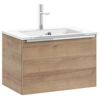 WASCHTISCHKOMBI 61 cm  - Chromfarben/Eichefarben, Natur, Glas/Holzwerkstoff (61cm) - Sadena