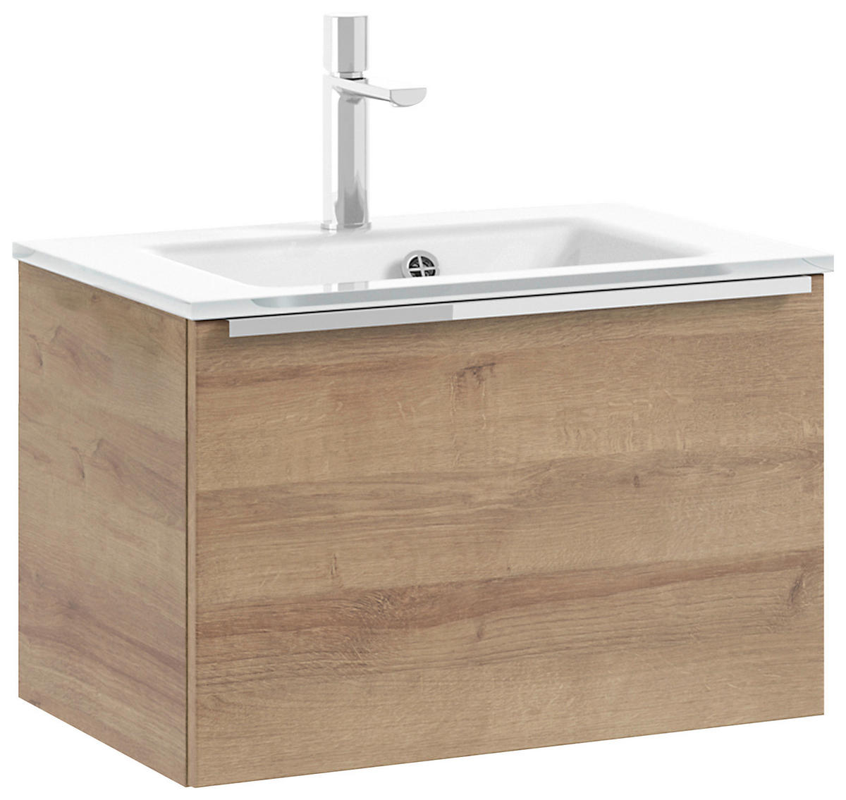 WASCHTISCHKOMBI 61 cm  - Chromfarben/Eichefarben, Natur, Glas/Holzwerkstoff (61cm) - Sadena