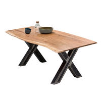 ESSTISCH 160/85/77 cm Echtholz  Holz, Metall rechteckig Naturfarben, Schwarz  - Schwarz/Naturfarben, MODERN, Holz/Metall (160/85/77cm) - MID.YOU