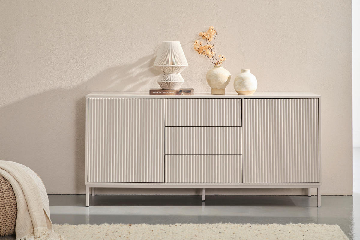 SIDEBOARD  160/75/40 cm 3 Schublade(n)  - Kaschmir, Design, Holzwerkstoff/Metall (160/75/40cm) - Carryhome