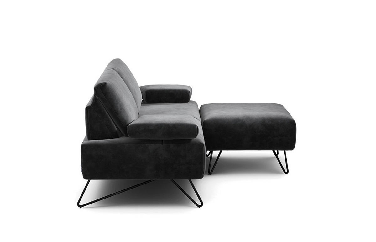 2-SITZER-SOFA Samt Anthrazit  - Anthrazit/Schwarz, Design, Textil/Metall (164-194/85/86-94cm) - SENSOO