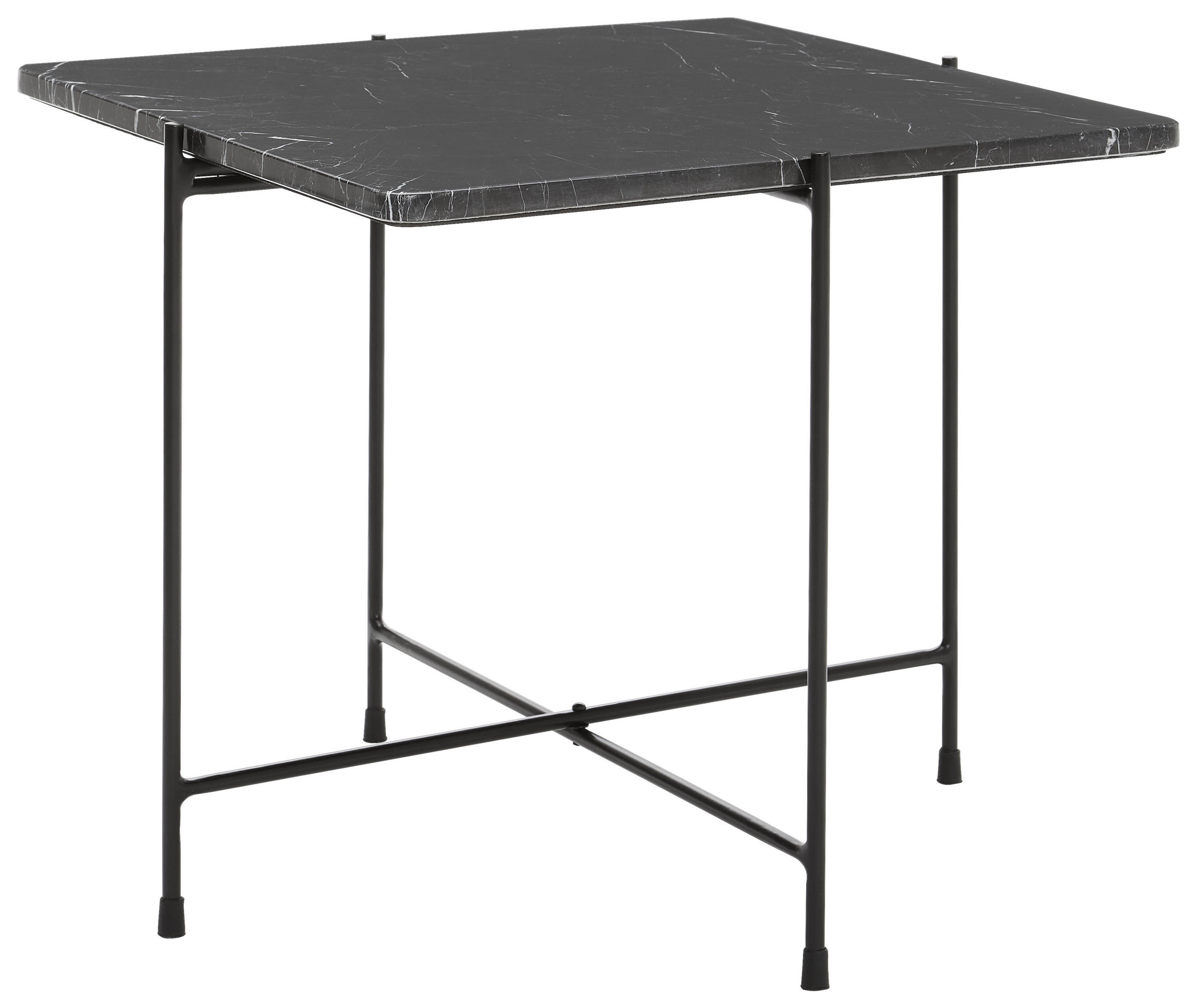 KONFERENČNÍ STOLEK, černá, kov, kámen, 50/50/45 cm - černá, Design, kov/kámen (50/50/45cm) - Livetastic