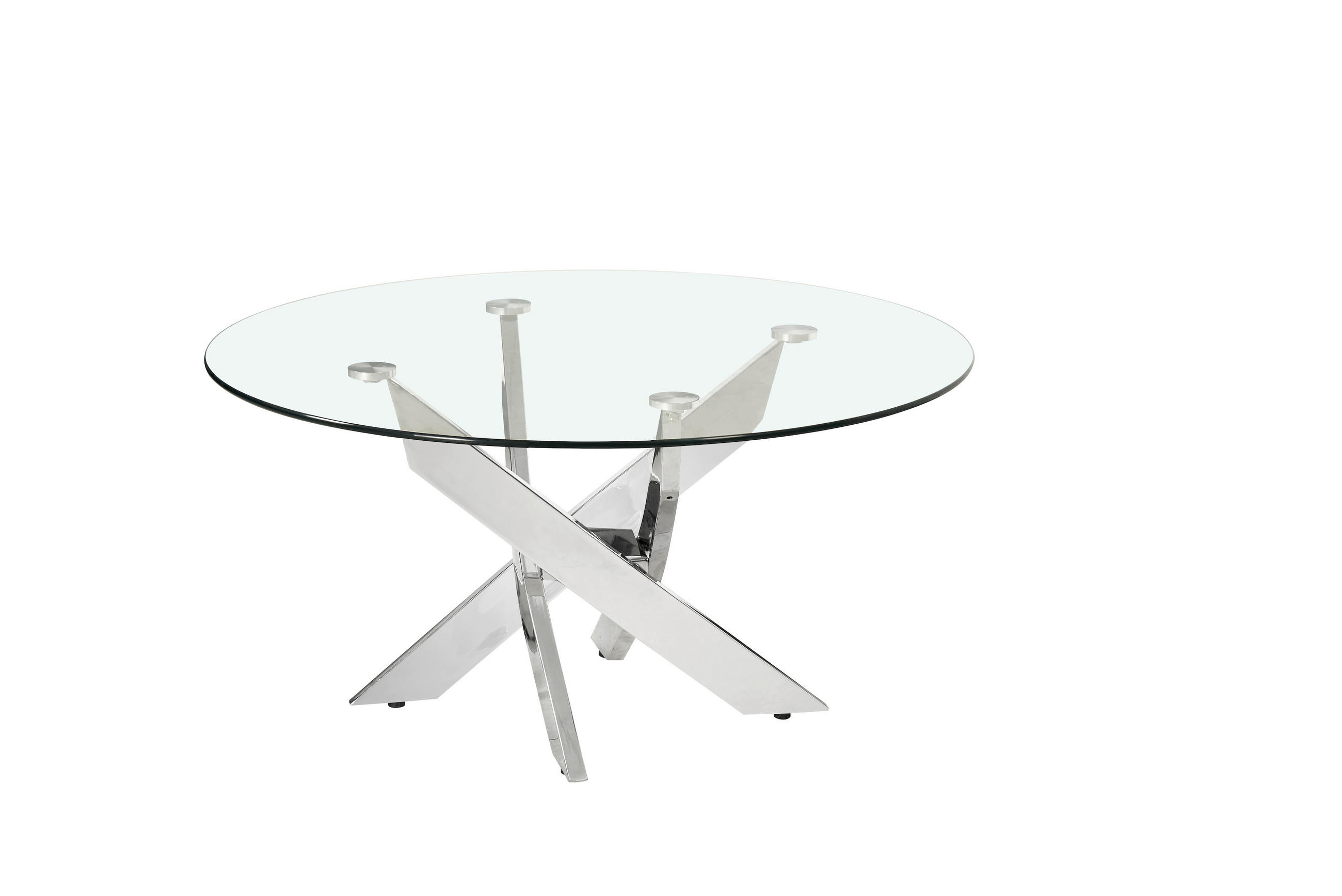 COUCHTISCH Sicherheitsglas 80/80/45 cm rund Klar, Chromfarben  - Chromfarben/Klar, Design, Glas/Metall (80/80/45cm) - Linea Natura