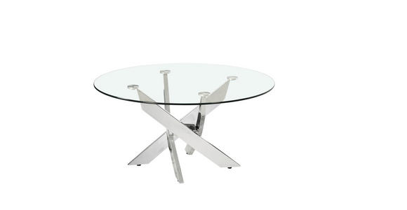 COUCHTISCH Sicherheitsglas 80/80/45 cm rund Klar, Chromfarben  - Chromfarben/Klar, Design, Glas/Metall (80/80/45cm) - Linea Natura