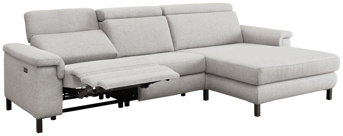 SAROKKANAPÉ textil világosszürke  - világosszürke/fekete, Konventionell, textil/fém (304/182cm) - Pure Home Comfort