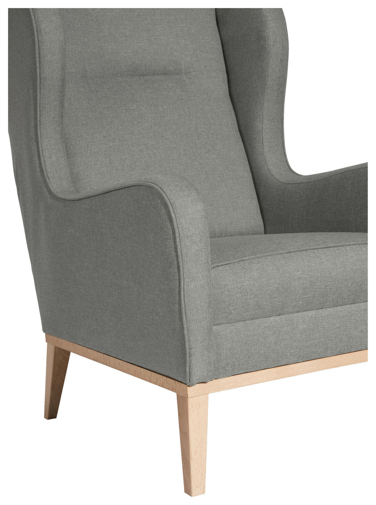 OHRENSESSEL in Flachgewebe Hellgrau  - Hellgrau/Naturfarben, Konventionell, Holz/Textil (66/104/78cm) - Max Winzer