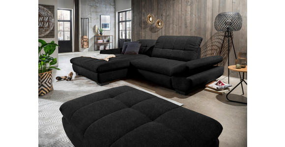 ECKSOFA in Mikrofaser Anthrazit 198/290 cm - Anthrazit/Schwarz, Design, Textil/Metall (198/290cm) - Xora