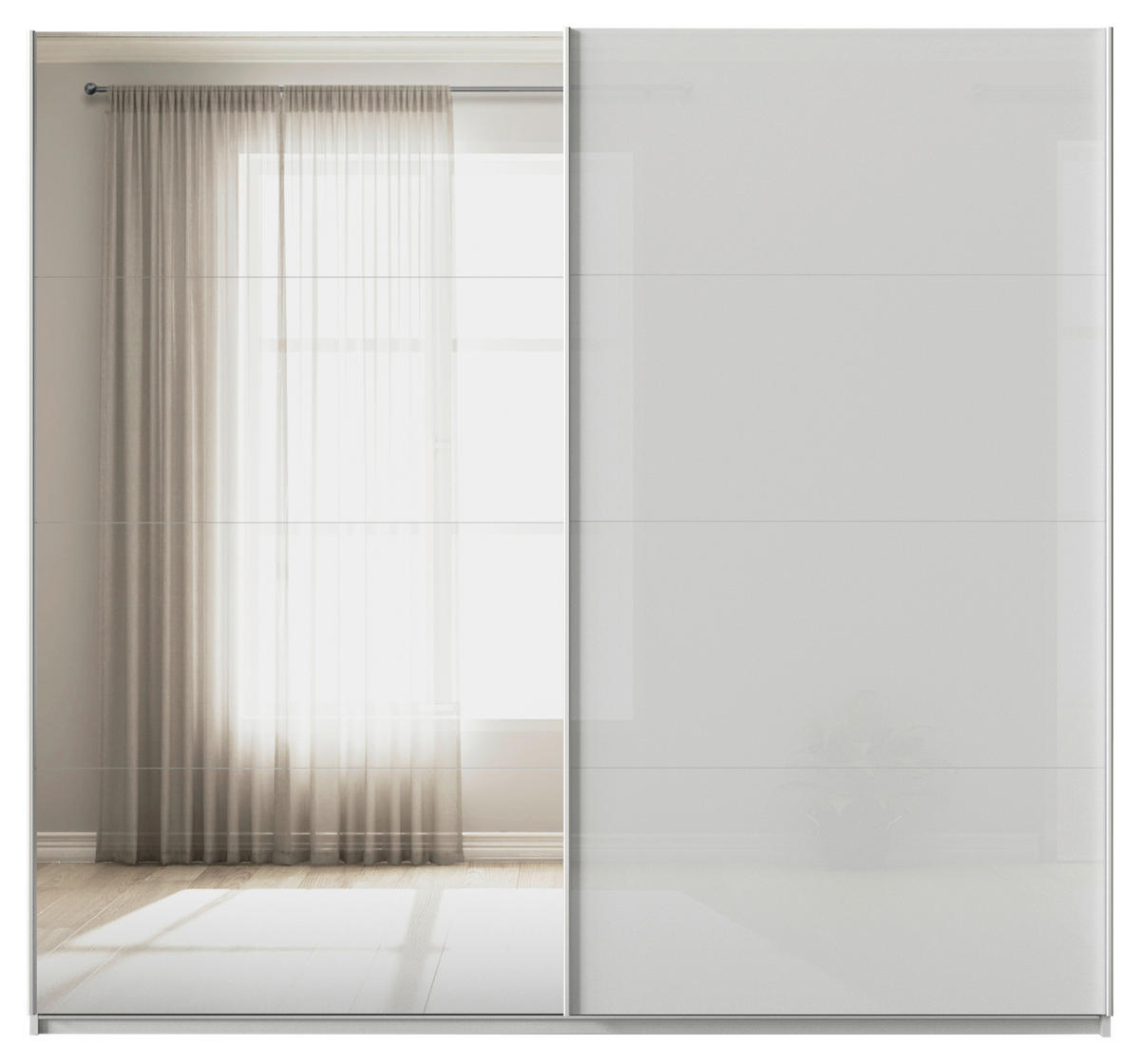 SCHWEBETÜRENSCHRANK  in Seidengrau  - Seidengrau/Alufarben, KONVENTIONELL, Glas/Holzwerkstoff (225/210/62cm) - Xora