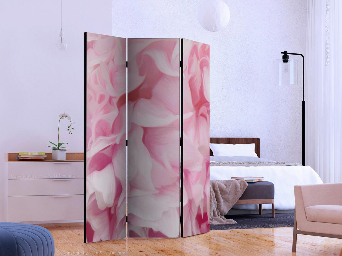 SKÄRMVÄGG  i trä, textil  pink, ljusrosa  - pink/ljusrosa, Basics, trä/textil (135/172/3cm) - artgeist