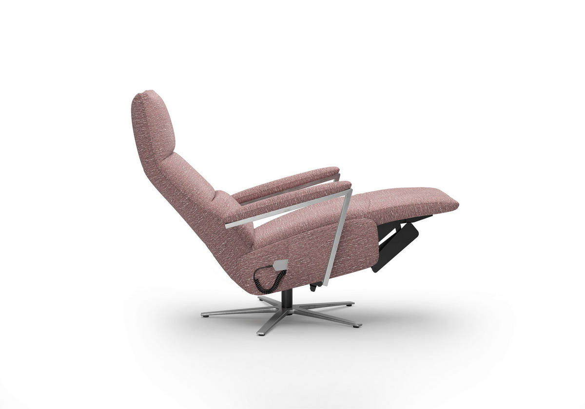 RELAXSESSEL TV VARIO COMFORT E L3 Chenille Kopfteilverstellung, Rücken echt    - Silberfarben/Aubergine, Basics, Textil/Metall (70/128/85cm) - Sit & More